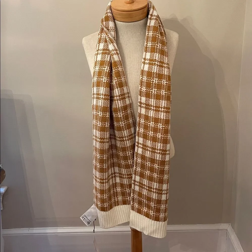 Timberland Acrylic Wheat Brown & Cream Plaid Scarf NWT Buffalo Plain Lumberjack